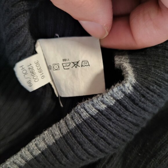 Vintage GAP 100% Cotton Cowl Black and Grey Ribbed Sweater - Picture 4 of 6